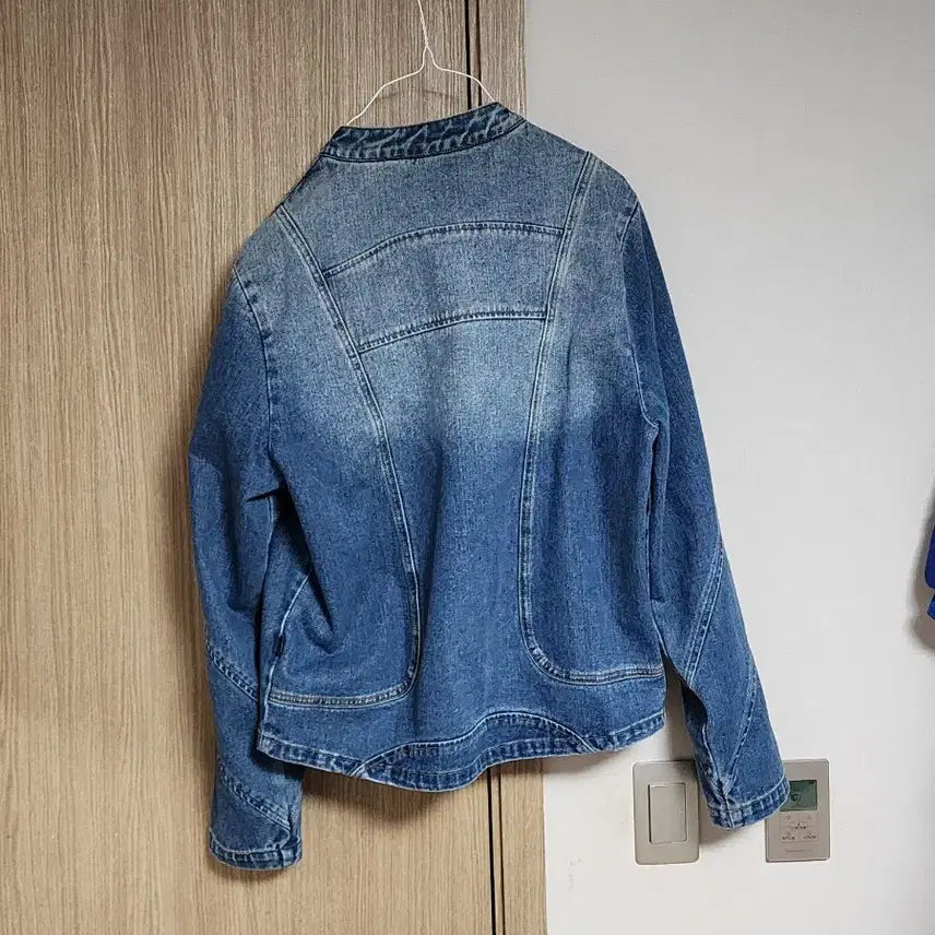[BUNJANG] Dominant Curved Denim Biker Jacket / 도미넌트 커브드 데님 바이커 자켓