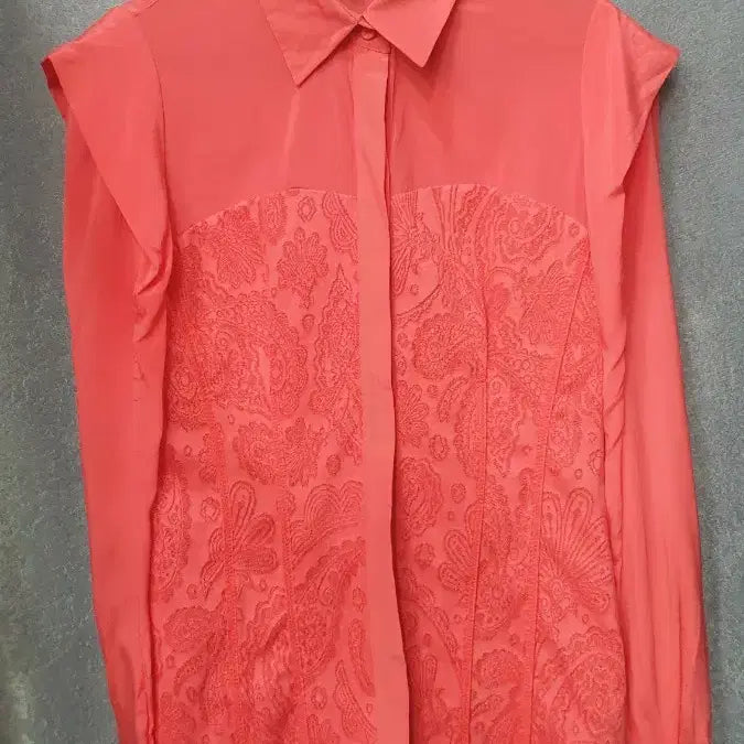 [BUNJANG] Objet Rose Red Paisley Embroidered Blouse Size 2 / 오브제 로즈레드 블라우스 2사이즈