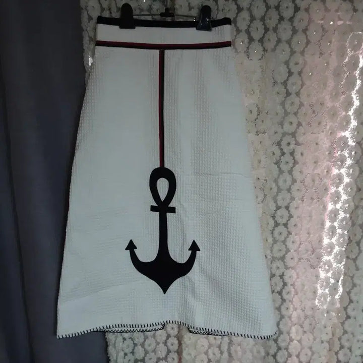 [BUNJANG] Fay Yu White Anchor Pattern Midi Skirt / 페이유 화이트 닻무늬 스커트 m