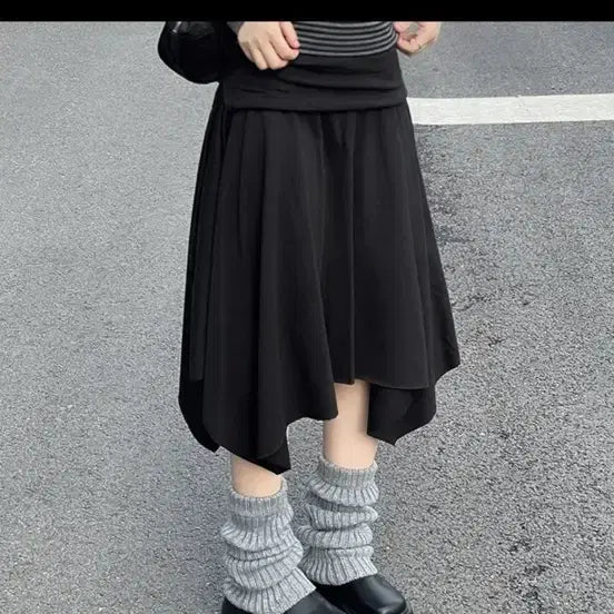 [BUNJANG] Deaven Asymmetric Frill Midi Skirt / 에이블리 디븐 언발란스 프릴 미디 스커트