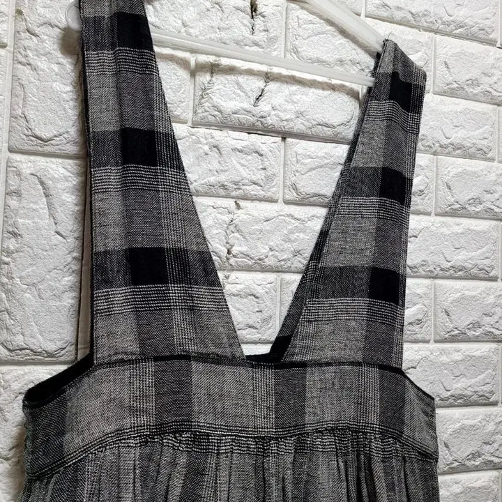 [BUNJANG] Check Cotton Linen Blend Long Dress / 체크 면.마 롱 원피스