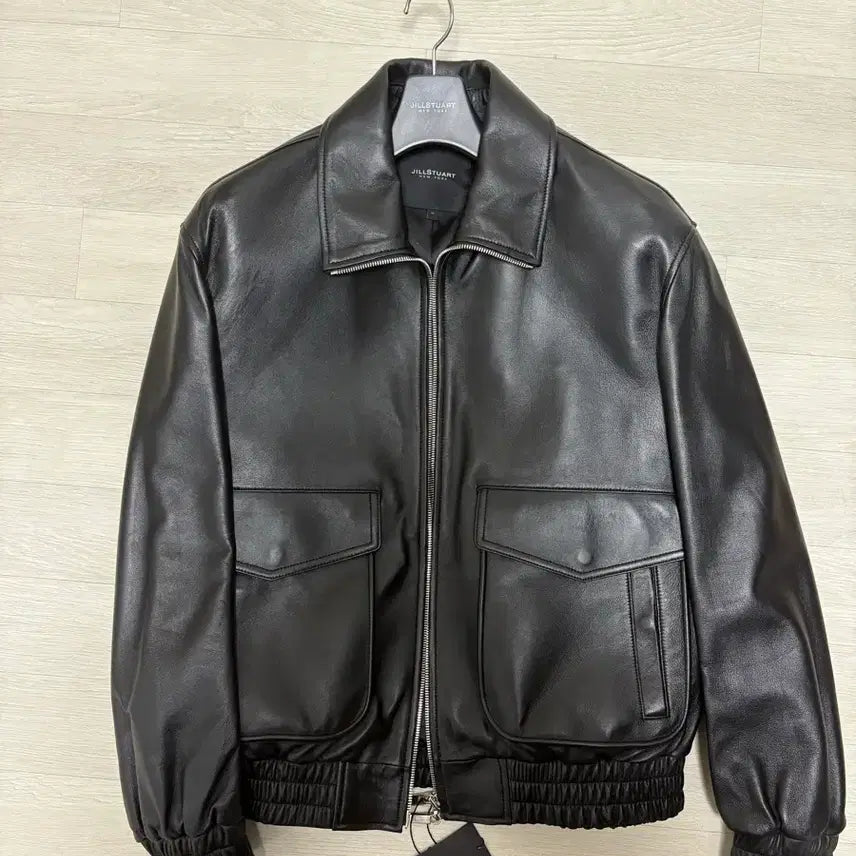 [BUNJANG] Jill Stuart Real Leather Collar Blouson Jumper / (새제품) 질스튜어트 리얼 레더 카라 블루종 점퍼