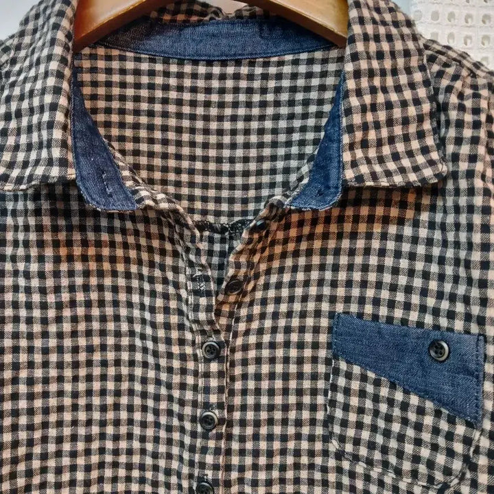 [BUNJANG] Gingham Check Long Sleeve Shirt / 깅엄 체크 긴팔  free