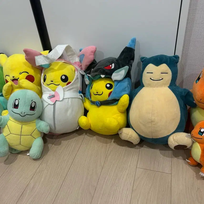 [BUNJANG] Pokemon Plush Bundle (Sleeping Bag Pikachu, Pikachu, Charmander, Bulbasaur, Snorlax) / 포켓몬 인형 일괄 (침낭츄, 피카츄, 파이리, 이상해씨, 잠만보)