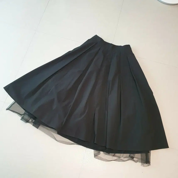 [BUNJANG] Lenibon Black Pleated Long Skirt / 레니본 블랙 플리츠 롱 스커트 레이어드 free