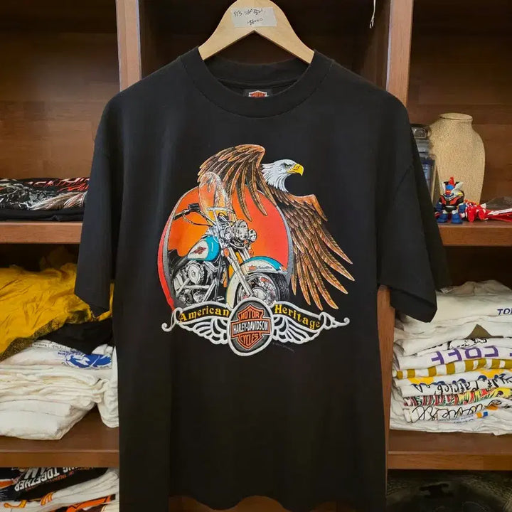 [BUNJANG] 1991 Harley-Davidson Eagle &amp; Sunset Graphic T-Shirt / 1991 Harley-Davidson American Heritage