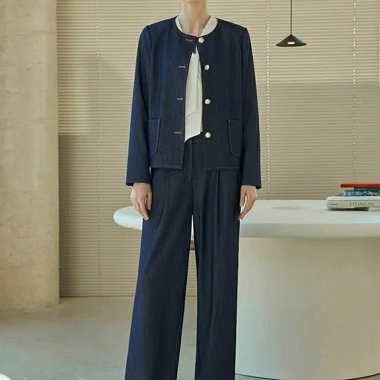 [BUNJANG] Denim Jacket with Detachable Collar / [새상품,55~66] 데님 자켓 트위드 자켓