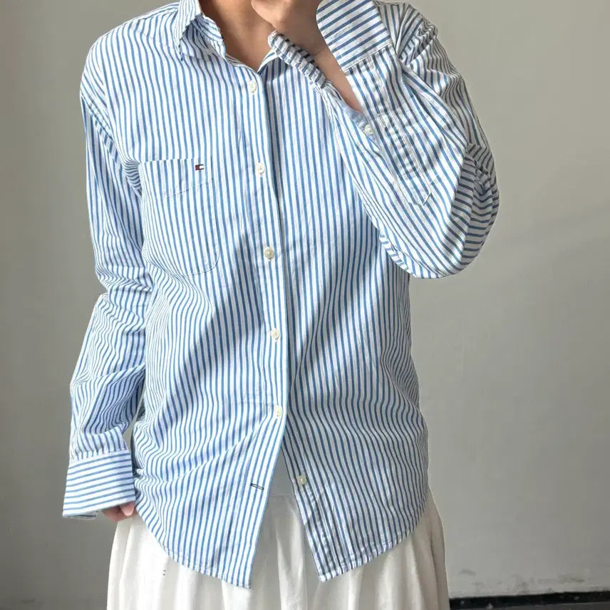 [BUNJANG] Tommy Hilfiger Striped Shirt / [M] 타미힐피거 스트라이프 셔츠