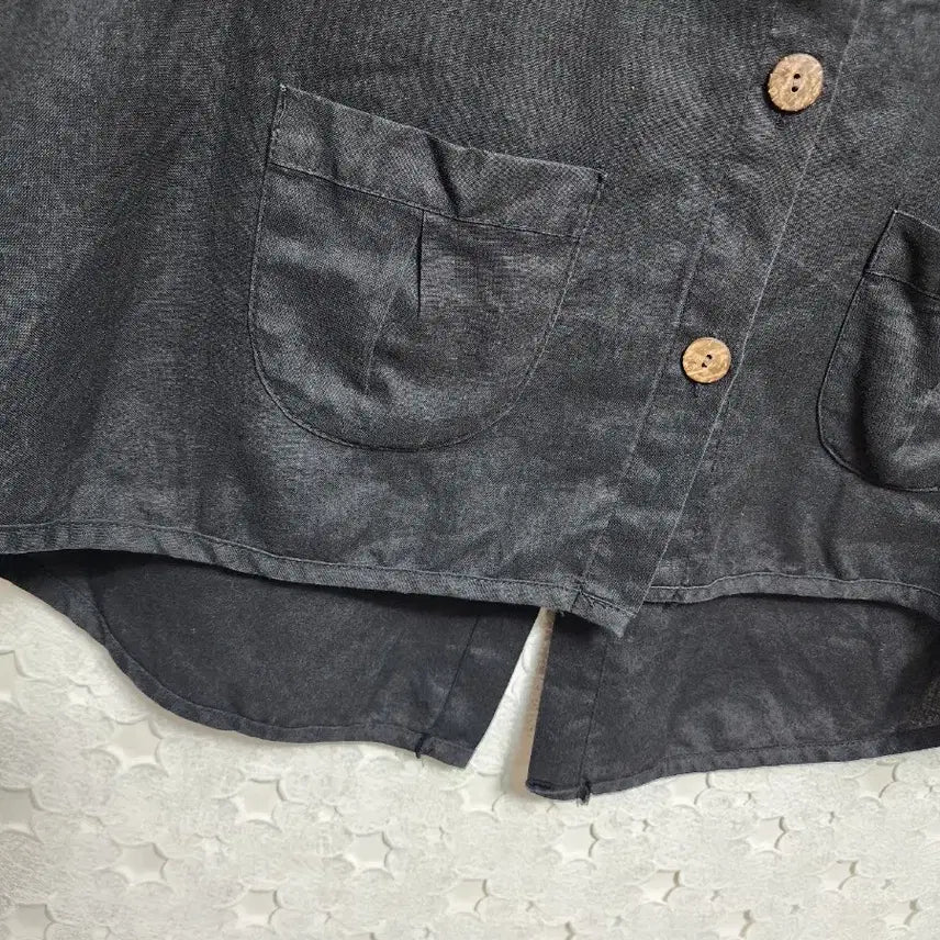 [BUNJANG] Black 100% Linen Vest - Women&
