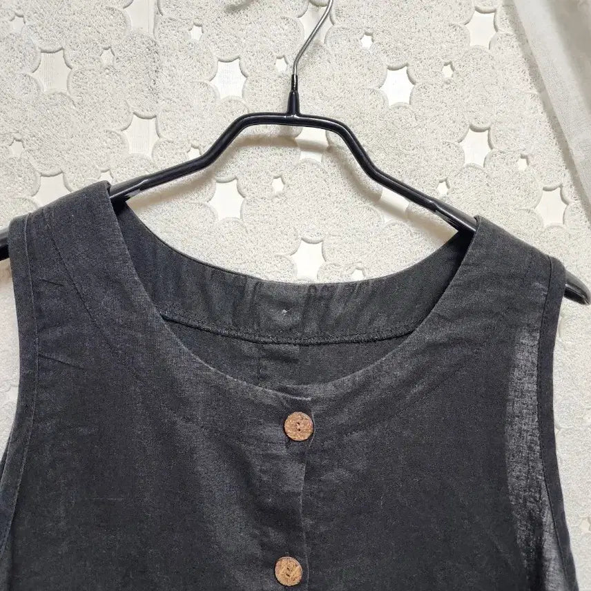 [BUNJANG] Black 100% Linen Vest - Women&