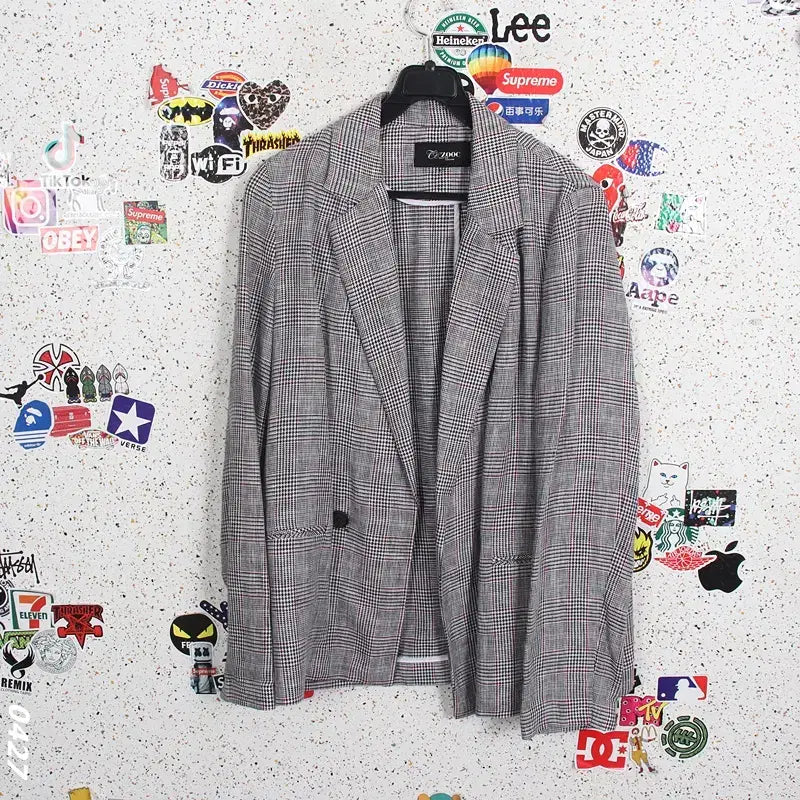 [BUNJANG] Juke Check Pattern Linen Jacket / 여성55/ 주크 체크패턴 린넨자켓
