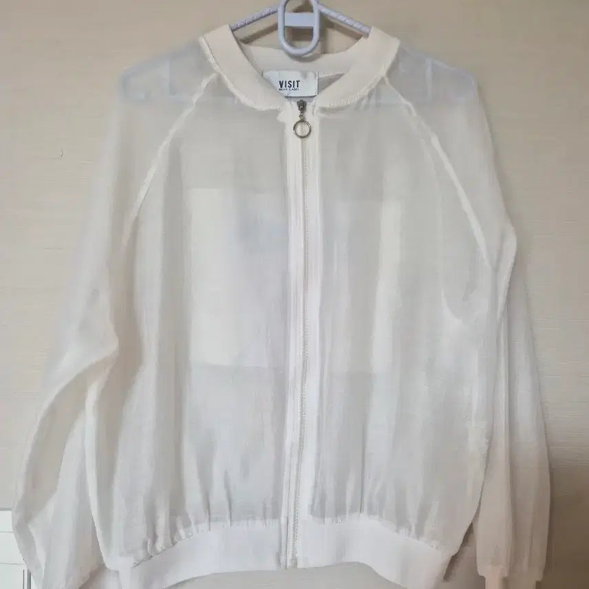 [BUNJANG] VISIT See-through Bomber Jacket (White) / VISIT 화이트 시스루 봄버 자켓
