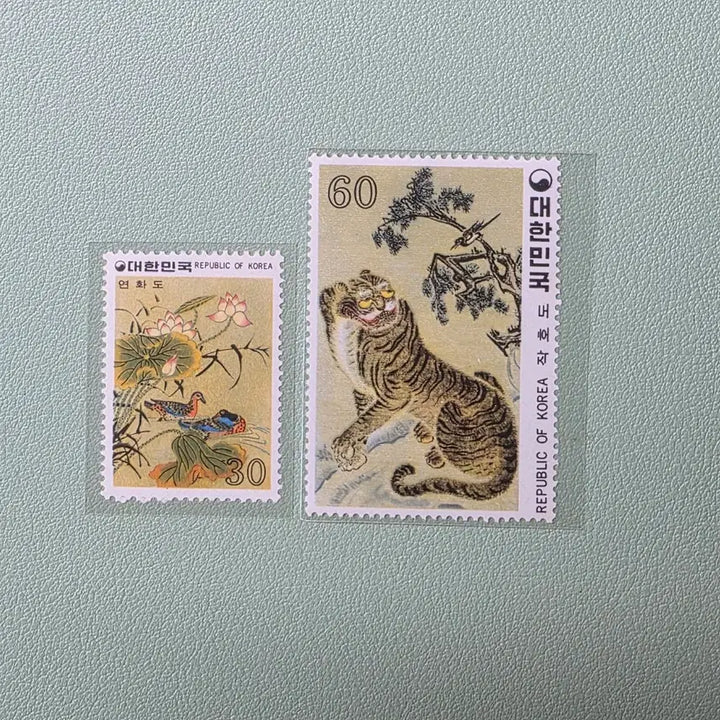 [BUNJANG] Folk Painting Series Stamp Set 1 (2 types) / (우표) 민화시리즈 제1집 2종단편 / 1980