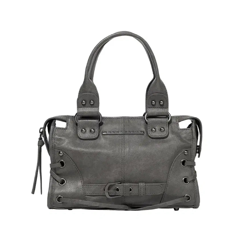 [BUNJANG] Fancy Club Belted Washed Leather Mini Bag Grey / 팬시클럽 fancy club 벨티드 워싱 레더 미니 백 그레이