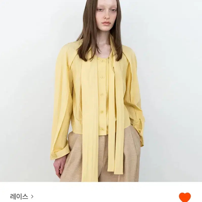 [BUNJANG] rrace Lace Tie Blouse Yellow / rrace 레이스 타이블라우스