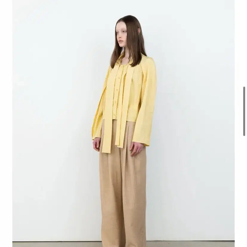[BUNJANG] rrace Lace Tie Blouse Yellow / rrace 레이스 타이블라우스