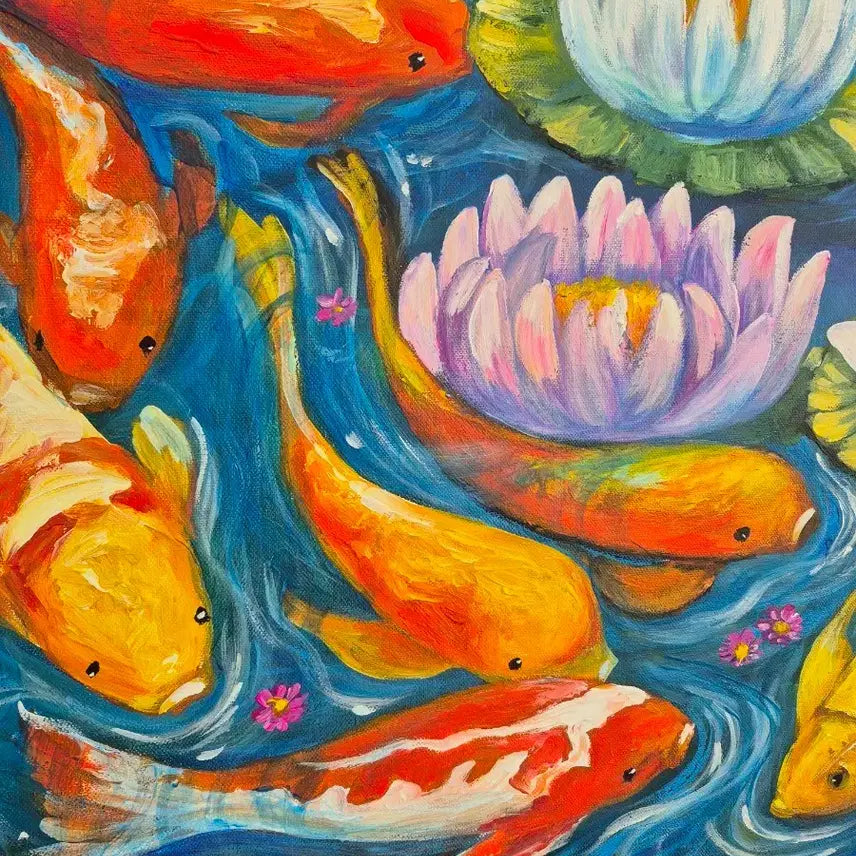 [BUNJANG] Vibrant Koi Fish Painting on Canvas / 행복과 함께 온 잉어들