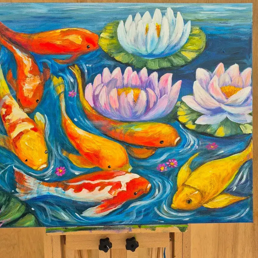 [BUNJANG] Vibrant Koi Fish Painting on Canvas / 행복과 함께 온 잉어들