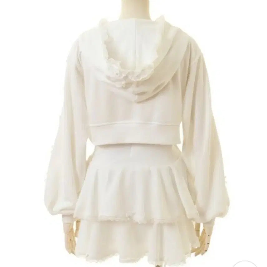 [BUNJANG] Lizlisa Ribbon Hoodie Set-up (White) / 리즈리사 리본 후드티 셋업 (화이트)