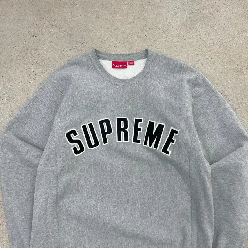 [BUNJANG] Supreme Arch Logo Heather Grey Sweatshirt / 슈프림 15FW 아치로고 헤더그레이 맨투맨