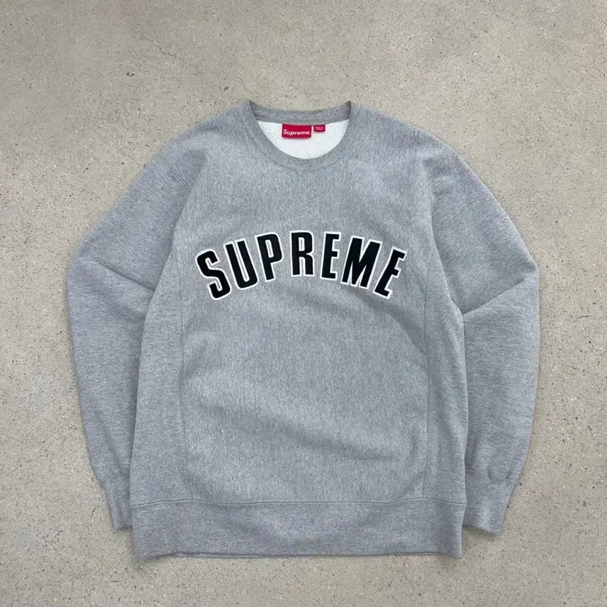 [BUNJANG] Supreme Arch Logo Heather Grey Sweatshirt / 슈프림 15FW 아치로고 헤더그레이 맨투맨