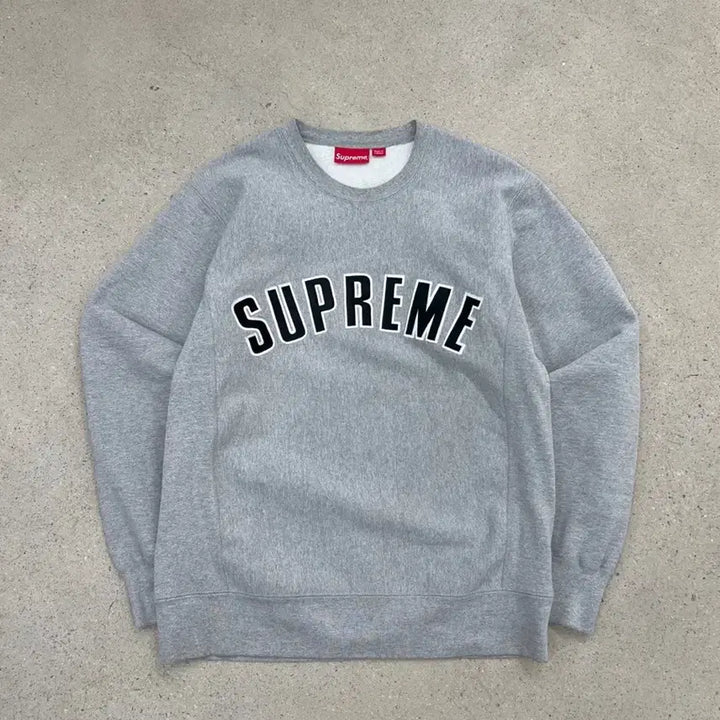 [BUNJANG] Supreme Arch Logo Heather Grey Sweatshirt / 슈프림 15FW 아치로고 헤더그레이 맨투맨