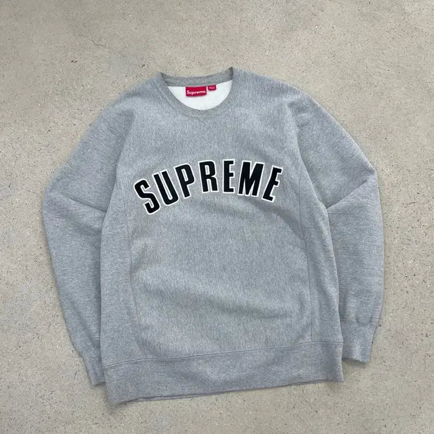 [BUNJANG] Supreme Arch Logo Heather Grey Sweatshirt / 슈프림 15FW 아치로고 헤더그레이 맨투맨