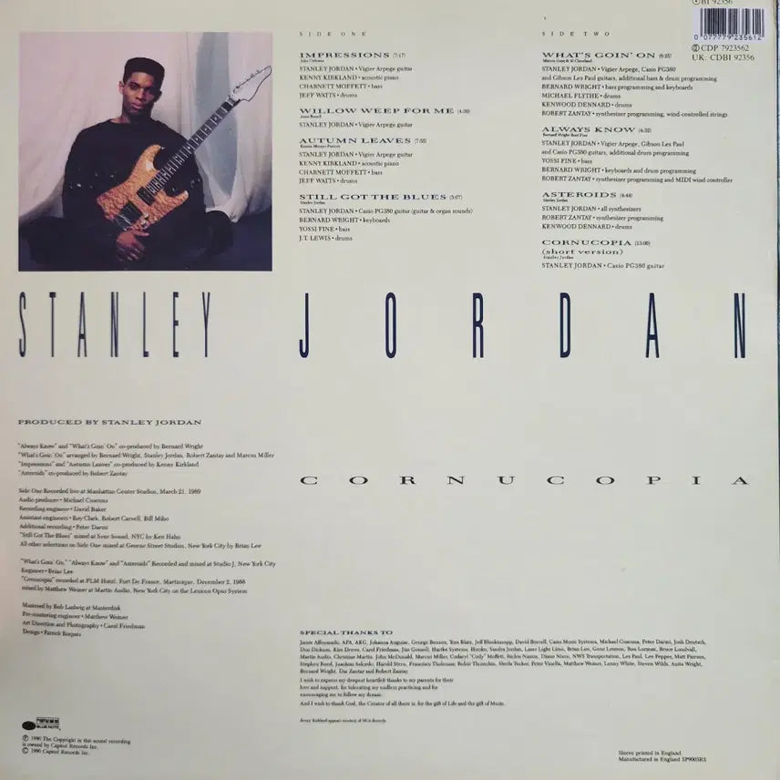 [BUNJANG] Stanley Jordan Cornucopia LP / 추천uk반 째즈 스탠리 조던 Stanley Jordan lp