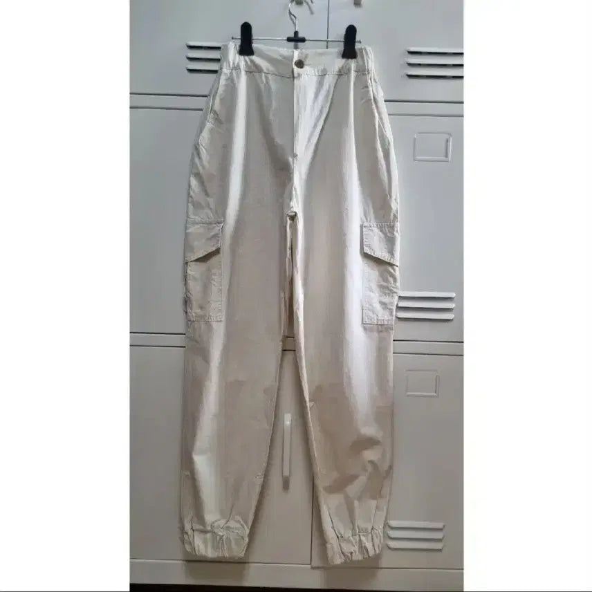 [BUNJANG] Banding Cotton Cargo Pants - Ivory / 밴딩 면 카고 팬츠 - 아이보리