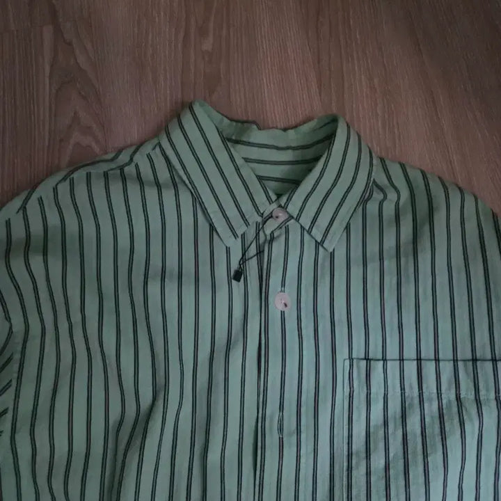 [BUNJANG] System Homme Striped Gradation Oversized Shirt / 시스템옴므 정품 스트라이프 민트 그라데이션 오버핏 100사이즈