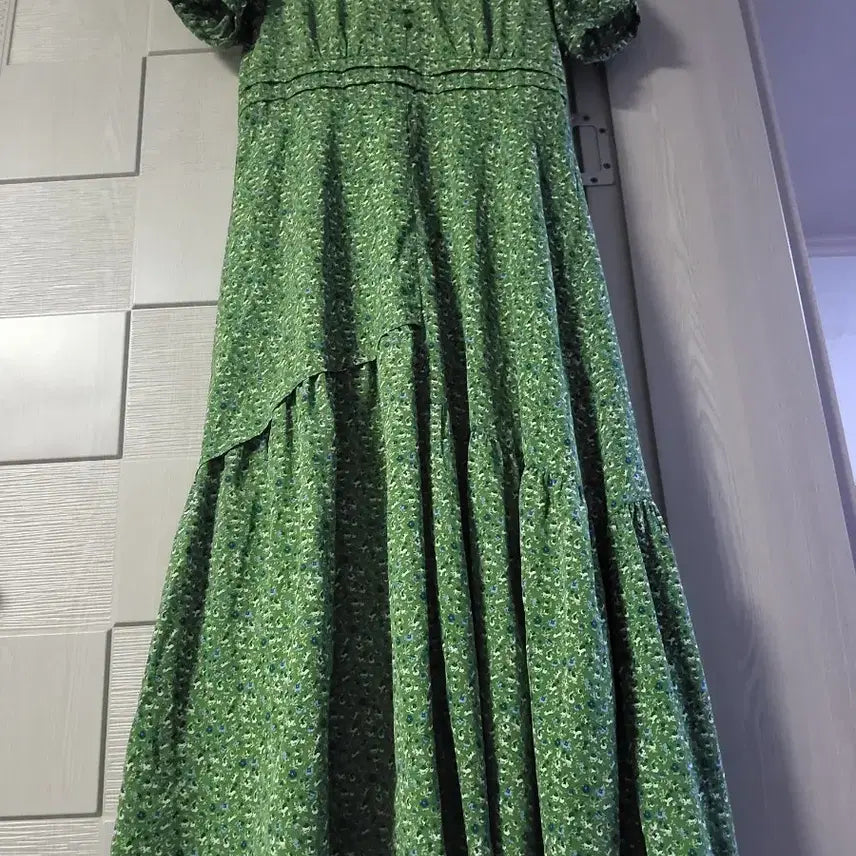 [BUNJANG] Soup Green Floral Long Dress / soup 그린 롱원피스