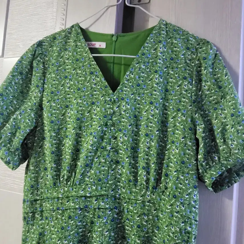 [BUNJANG] Soup Green Floral Long Dress / soup 그린 롱원피스