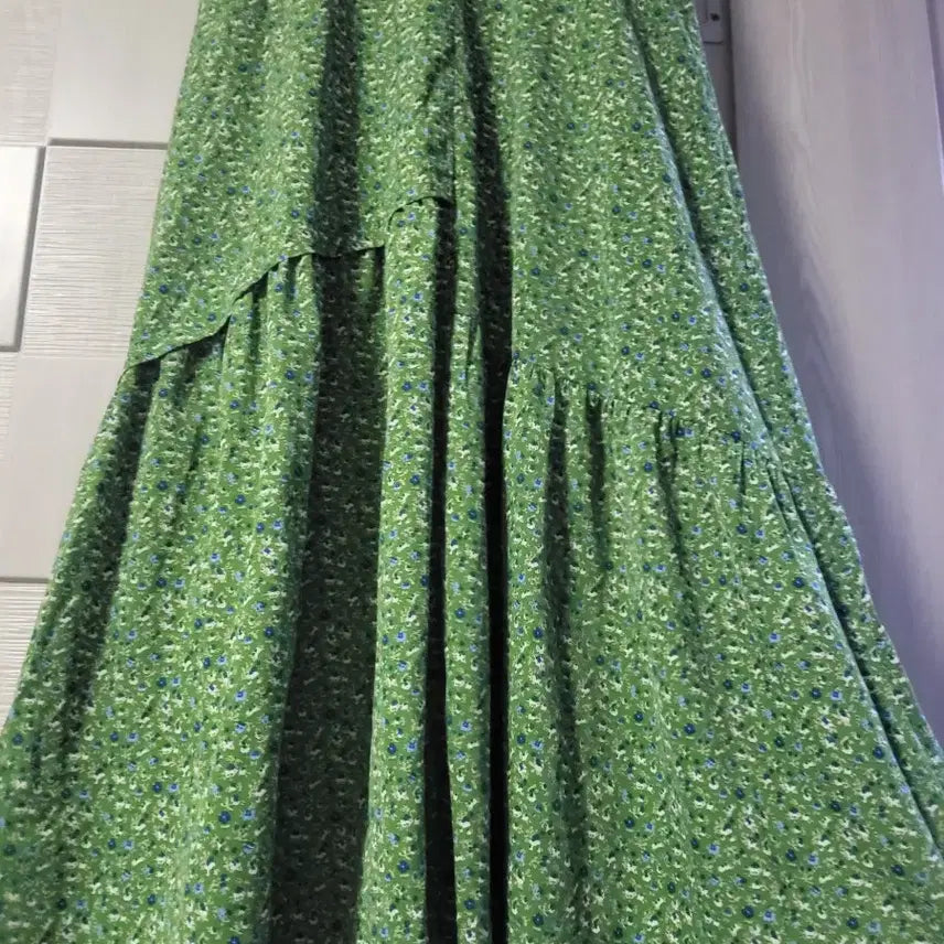 [BUNJANG] Soup Green Floral Long Dress / soup 그린 롱원피스