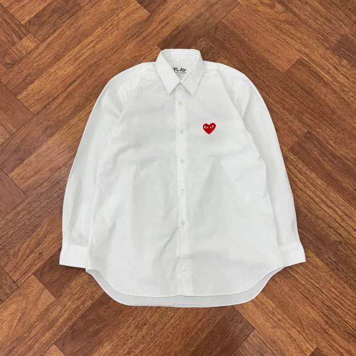 [BUNJANG] Comme des Garçons Red Heart Patch White Shirt / M 꼼데가르송 레드와펜 화이트 남방 셔츠