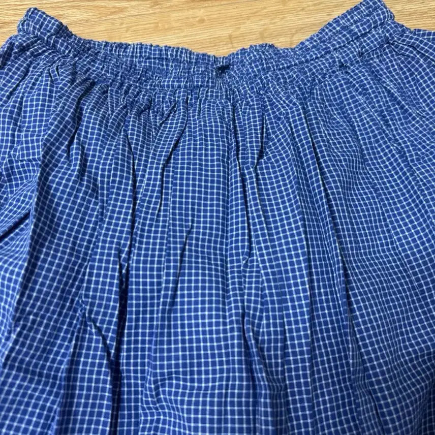 [BUNJANG] Muji Blue Check Long Skirt / 무인양품 블루 체크 롱 스커트