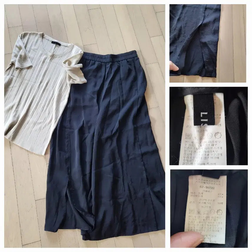 [BUNJANG] Knit Top &amp; LIST Satin Wide Pants / 니트+리스트새틴와이드바지