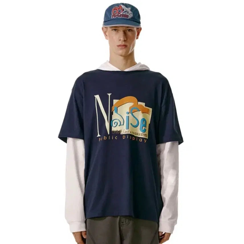[BUNJANG] Teket Noise Layered Hooded Tee - Size M / [Teket]테켓 Noise Layered Hooded Tee 레이어드티