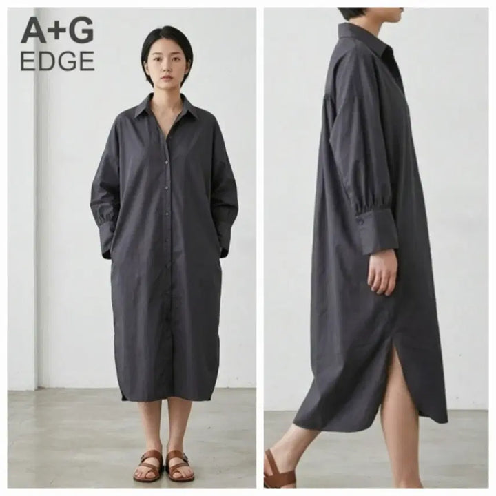 [BUNJANG] A+G Boxy Shirt Long Dress / A+G 엣지 박시 셔츠 롱원피스  (55~66) 상태깨끗