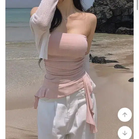[BUNJANG] Ribbed Knit Top / 멜팅블루 튜브탑
