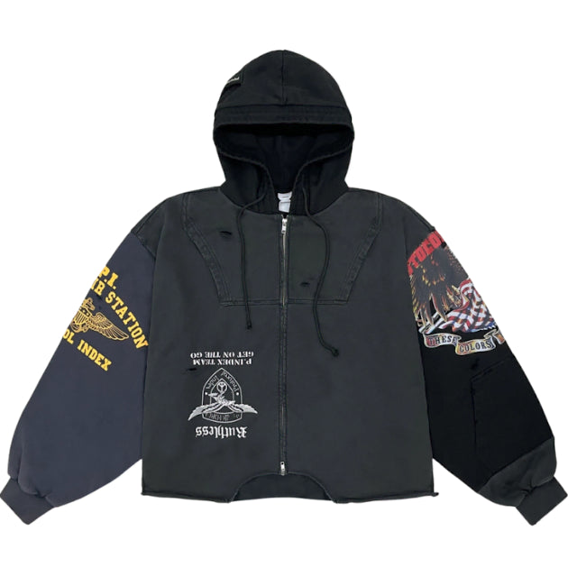 [BUNJANG] Protocol Index Upside Down Zip Hood Black / [3] 프로토콜인덱스 업사이드 다운 집 후드 블랙