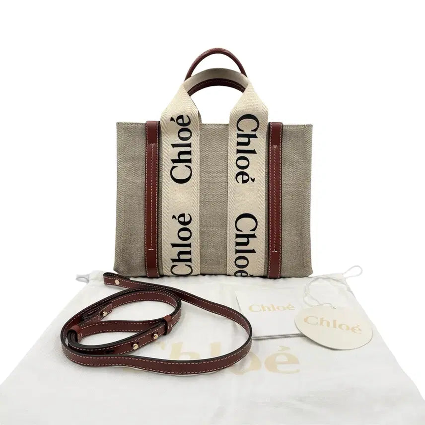 [BUNJANG] Chloe Woody Small Tote Bag Brown / 끌로에 우디 토트백 스몰 브라운