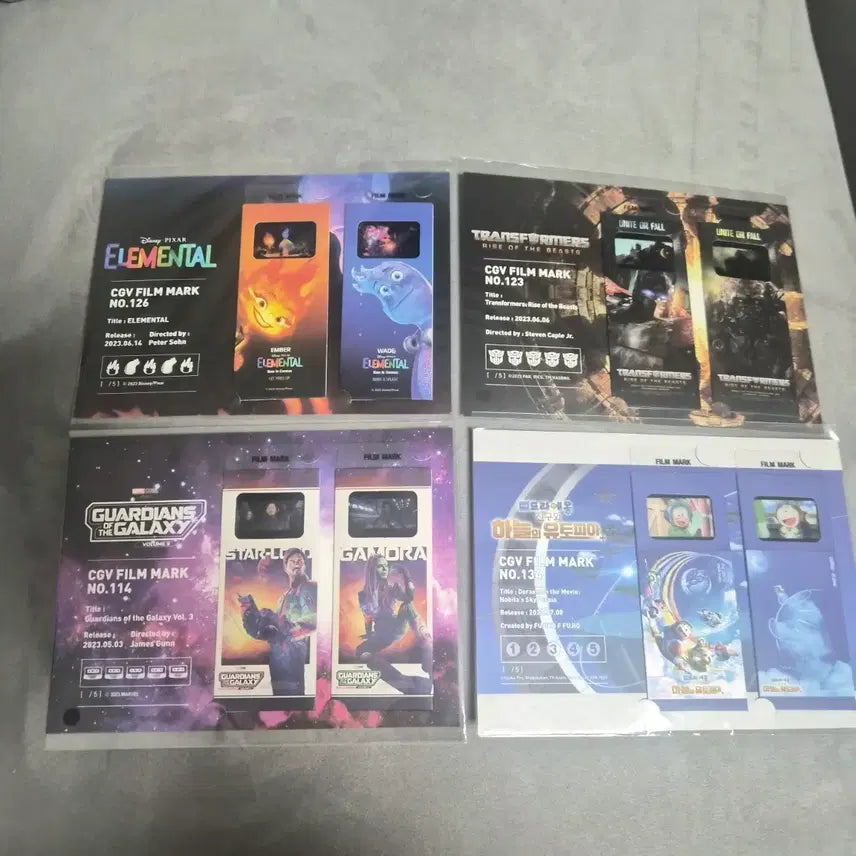 [BUNJANG] CGV Film Mark Set - Elemental, Guardians, Transformers, Doraemon / CGV 영화 필름마크 - 엘리멘탈/가디언즈/트랜스포머/도라에몽