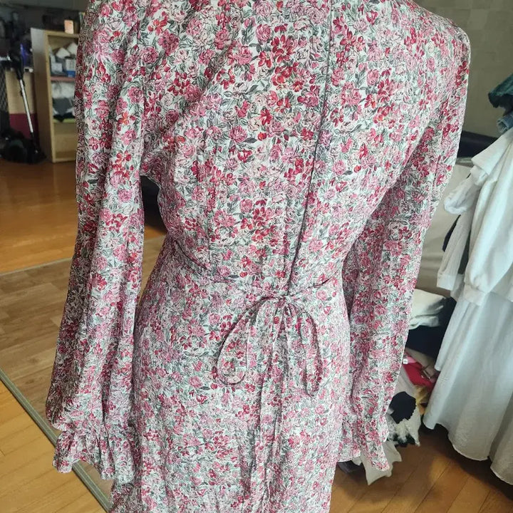 [BUNJANG] Floral Long Dress - Red / 플라워 롱 원피스 레드 잔꽃무늬