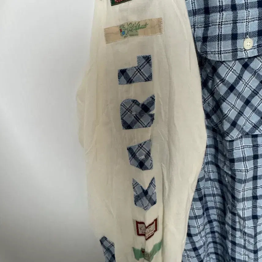 [BUNJANG] Helmut Lang Patchwork Embroidered Logo Shirt / 일본 칼 헬무트 셔츠
