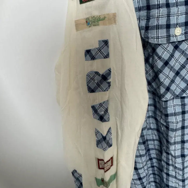 [BUNJANG] Helmut Lang Patchwork Embroidered Logo Shirt / 일본 칼 헬무트 셔츠