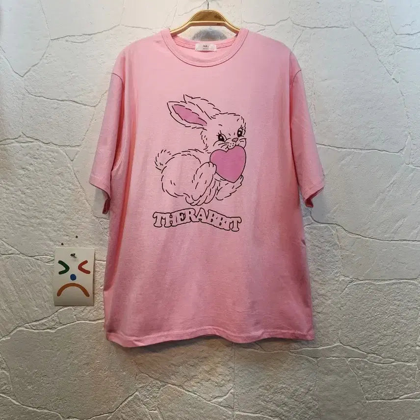 [BUNJANG] Cute Heart Rabbit Short-Sleeve T-Shirt / 귀여운하트토끼반팔티 (새상품)