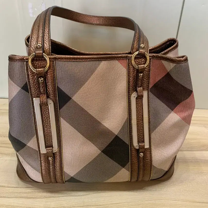 [BUNJANG] Daks Plaid Tote Bag Brown / 닥스 체크무늬 토트백 브라운