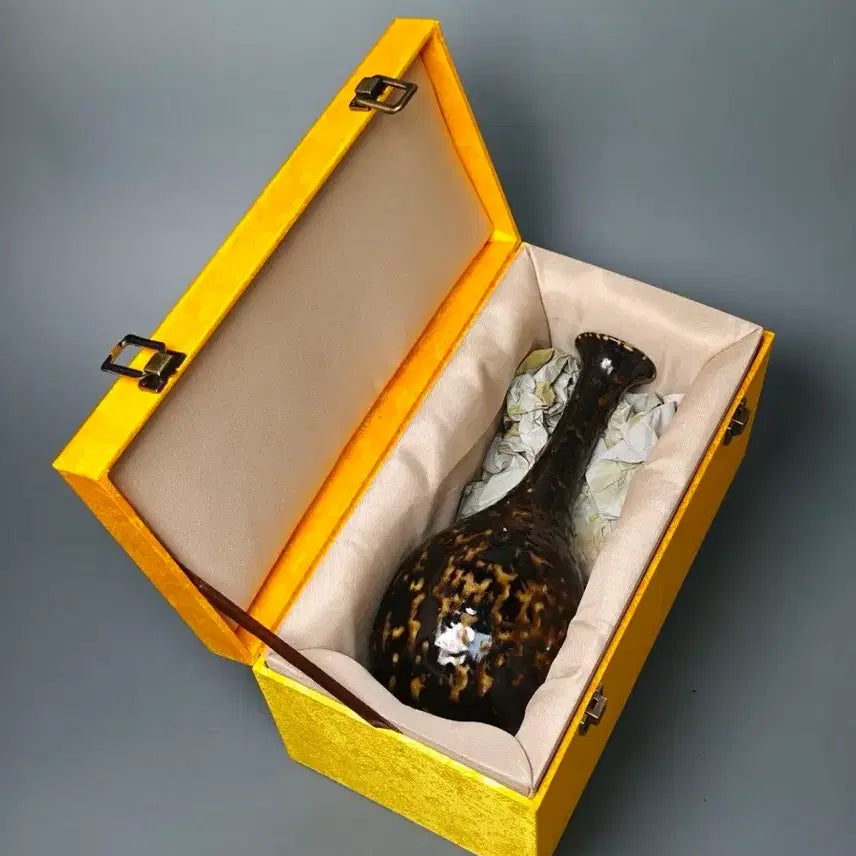 [BUNJANG] Song Dynasty Black Glaze Tortoiseshell Pattern Long Neck Vase Chinese Celadon / 송대 흑유 대모반 장경병 중국도자기 골동품 고미술품 수집품