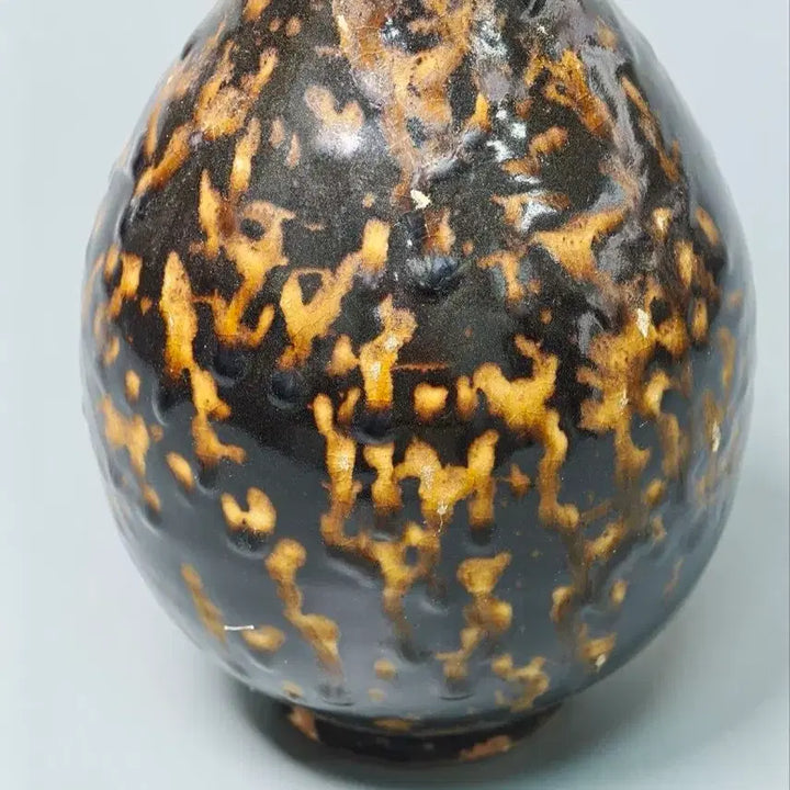 [BUNJANG] Song Dynasty Black Glaze Tortoiseshell Pattern Long Neck Vase Chinese Celadon / 송대 흑유 대모반 장경병 중국도자기 골동품 고미술품 수집품
