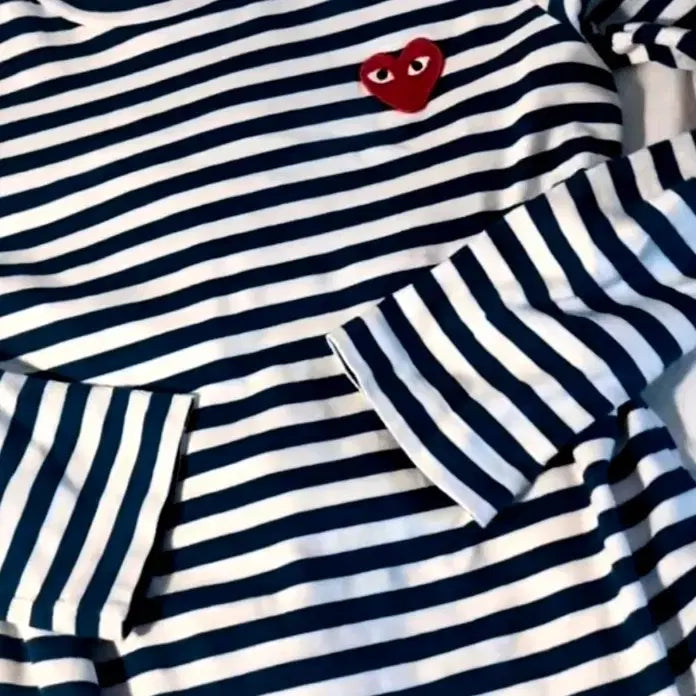 [BUNJANG] Comme des Garçons Striped Heart Long Sleeve / 꼼데가르송 스트라이프 하트 롱슬리브